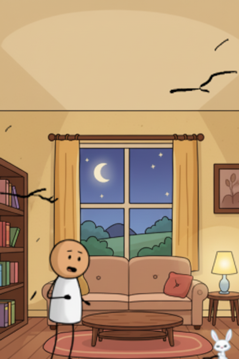 “Create an approximately 8-second animated dialogue clip.
At the start, the taller character appears to be speaking with subtle head movement.
After a brief pause, the smaller character reacts with blinking and slight head tilts.
Near the end, the taller character pauses naturally as if finishing a sentence.
Add natural idle motion, breathing, and very subtle camera movement.
Keep the animation calm, realistic, and loopable.”