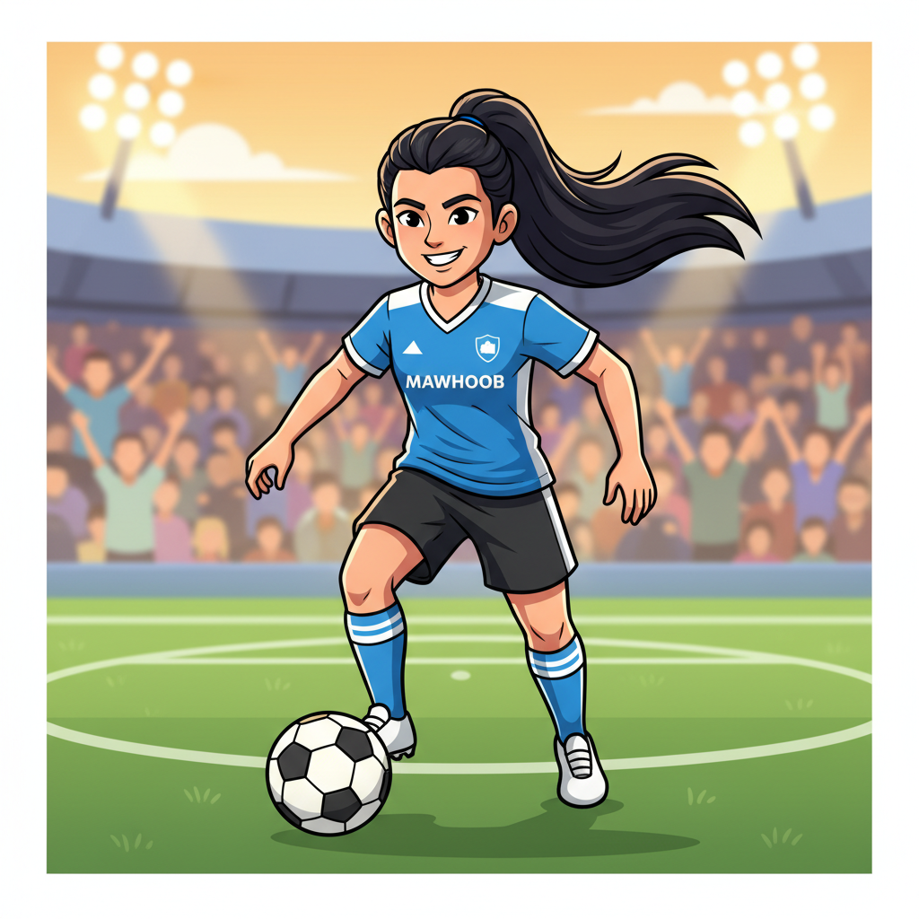 i need image for my pfp image in my academy profile i am girl footballer and have 15 years and need this image to be like cartoon victor not real people .. the academy name is mawhoob i need the player to take full image it will for player not for academy